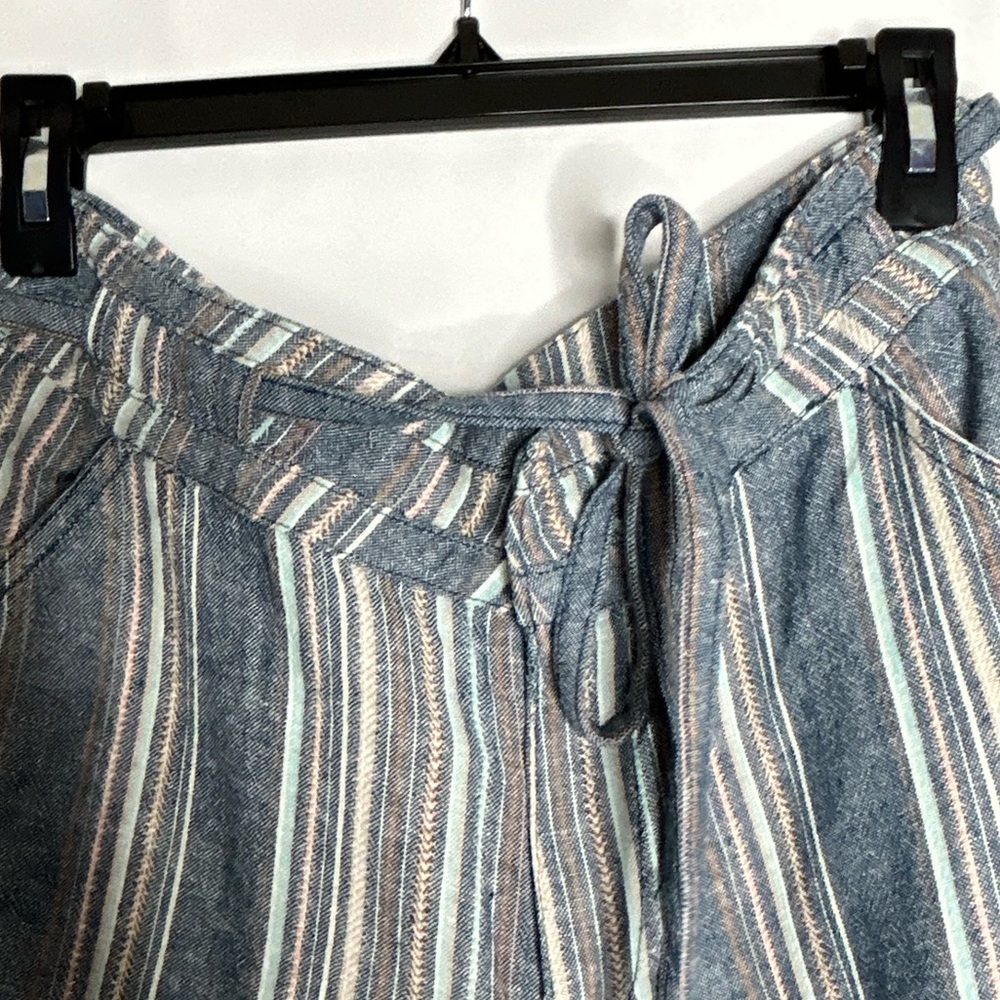 Democracy Flex-ellent Womens 8 Wide Cropped Pants Loom Striped Linen blend - Picture 5 of 12